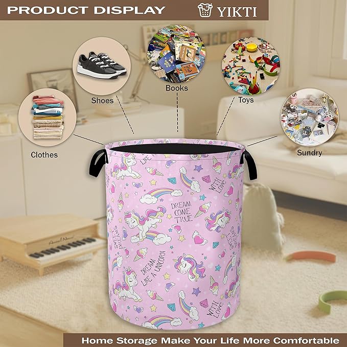 Laundry Hamper, Dreamy Rainbow Portable Collapsible Laundry Room Organization