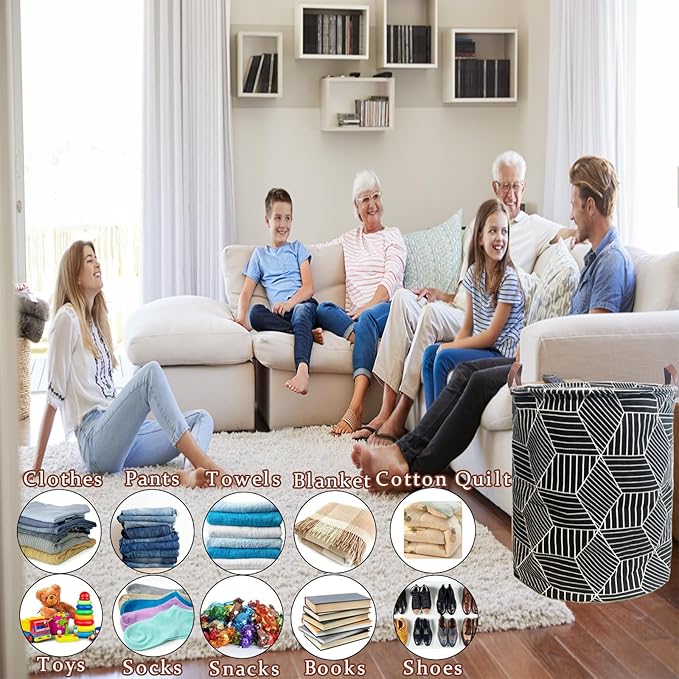 Waterproof Laundry Hamper Collapsible Laundry Basket Leather Handle Laundry Bag