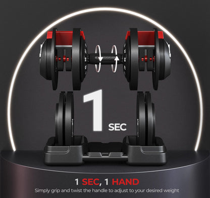 Yaheetech Adjustable Dumbbell Set 28/40/52.5/90LBS Adjustable Dumbbells Fast Adjust Dumbbell Weight Set with Anti-Slip Handle and Tray for Men/Women Home Gym Strength Training Equipment Single/Pair