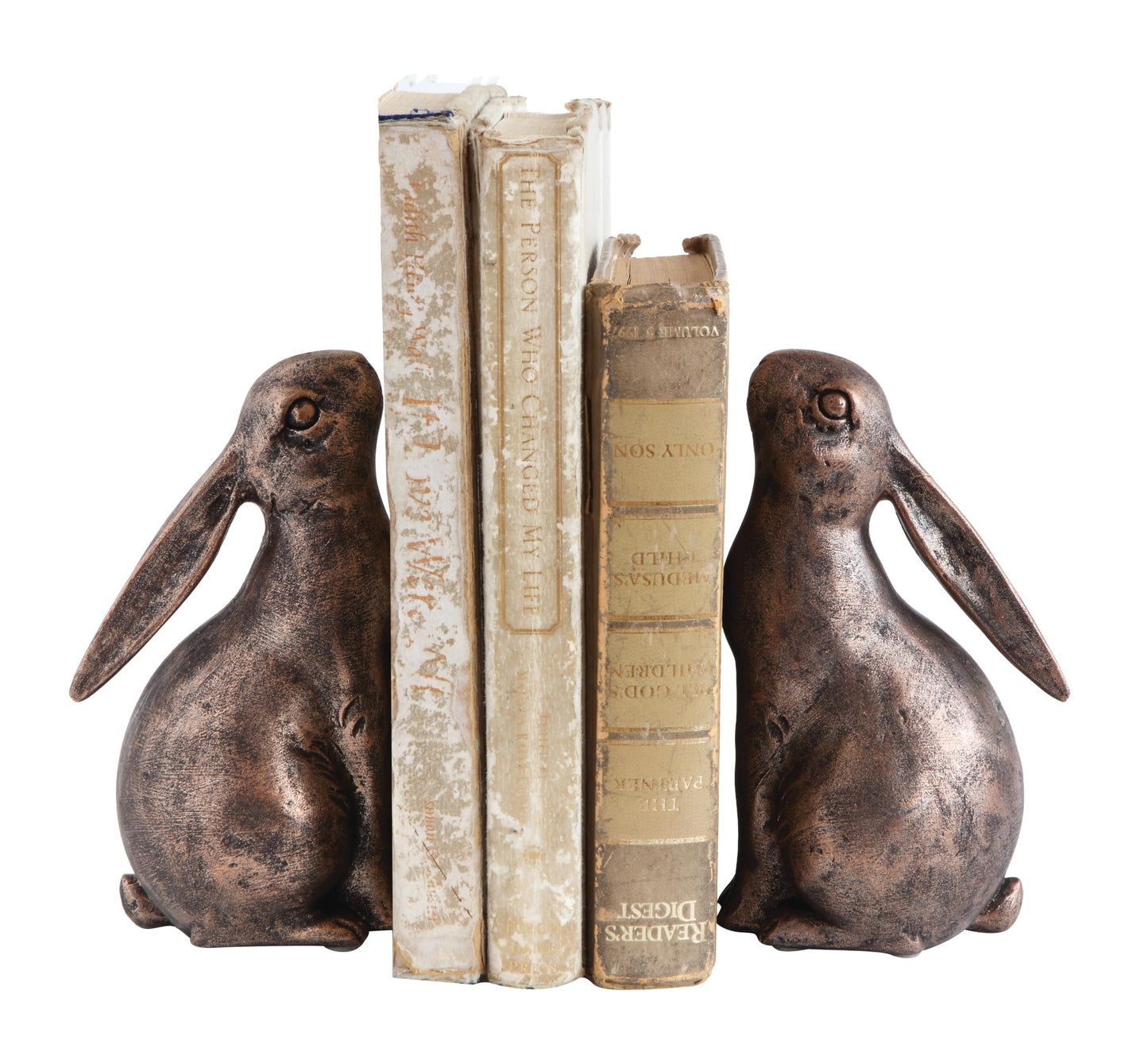 Creative Co-Op Decorative Resin Rabbit Bookends, Bronze