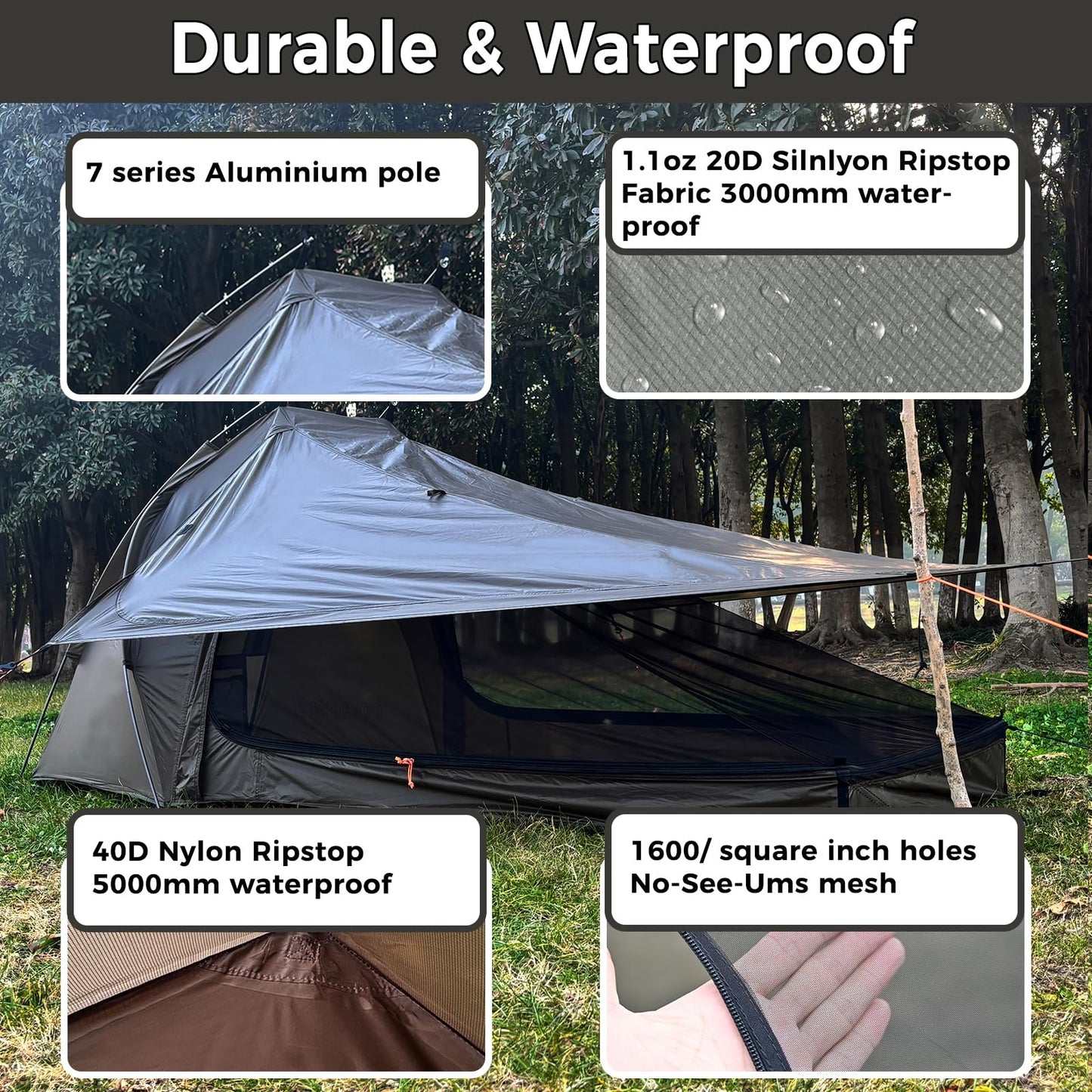 Onewind Ultralight One Person Tent and Ground Backpack Rain Cover,