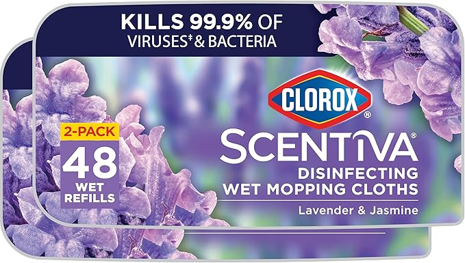 Clorox Scentiva Disinfecting Wet Mop Pad, Disposable Heads, Lavender and Jasmine