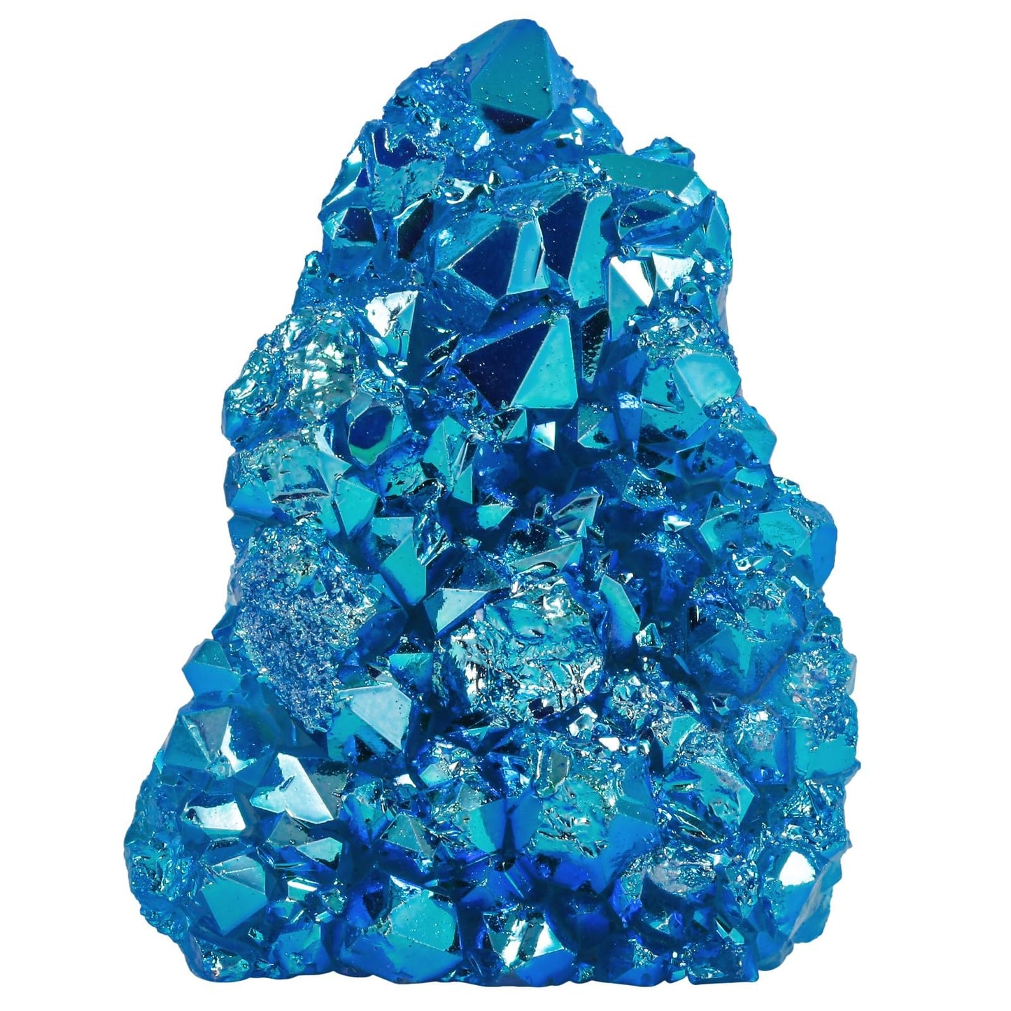 TUMBEELLUWA Natural Crystal Cluster Geode Stone Specimen for Home Decor, Titanium Coated Blue AB Crystal Cluster for Reiki Healing