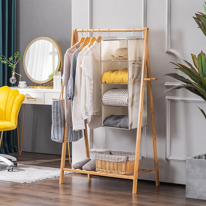 YOUDENOVA Hanging Closet Organizer, 4-Shelf Closet Hanging Storage Shelves
