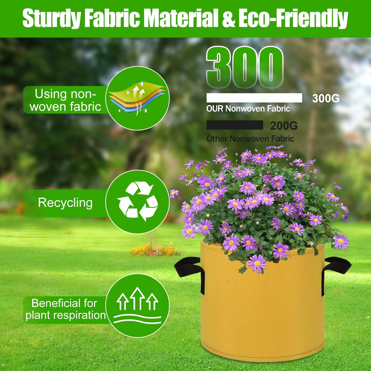 Florelf 15 Gallon Grow Gags, 6 Pack Multicolor Fabric Plant Pot Bags with Long Handles for Garden Vegetables Flowers, Make Colorful Garden