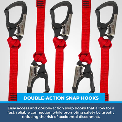 Rock-N-Arbor RNA Squatch Draw Speed Line Slings, 1-Inch Nylon Speed Line with Double-Action Snap Hook, Arborist and Rigging Gear, 40 inches, 6-Pack, Red