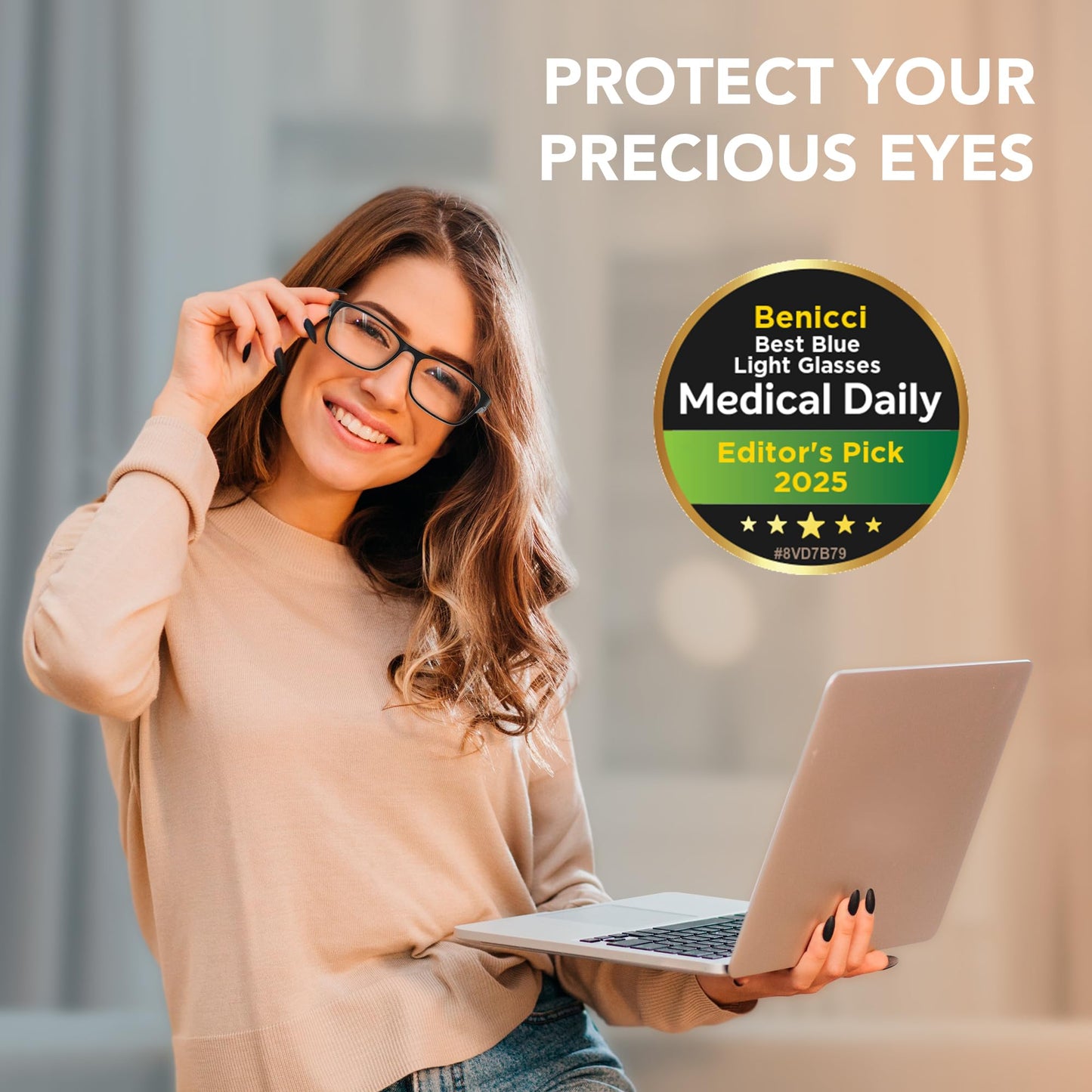 Stylish Blue Light Blocking Glasses for Women or Men - Ease Computer and Digital Eye Strain, Dry Eyes, Headaches and Blurry Vision - Instantly Blocks Glare from Computers and Phone Screens w/Case