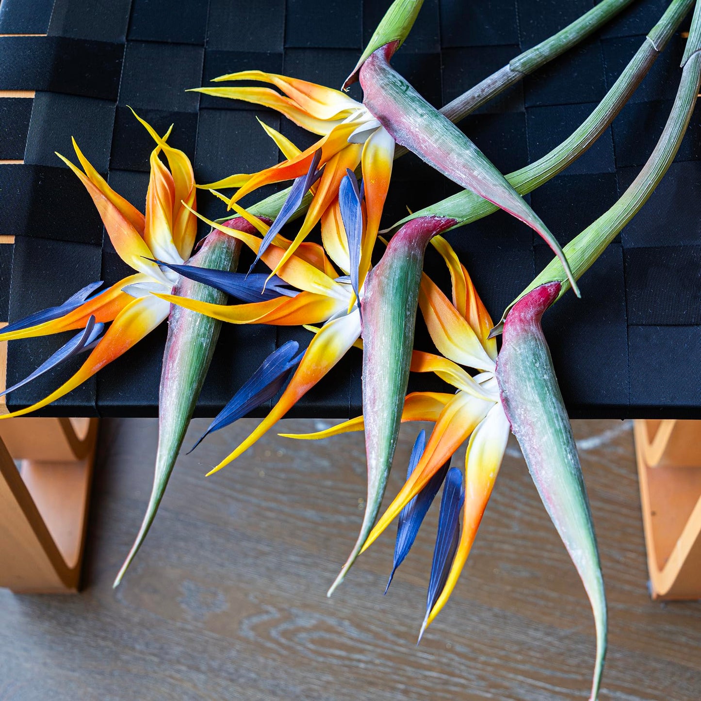 DUYONE Artificial Flowers Bird of Paradise 37'' Large Latex Fake Greenery Plants Long Stem Red Plants 2Pcs for Home,Living Room,Bedroom,Dining Table(Orange 2pcs)