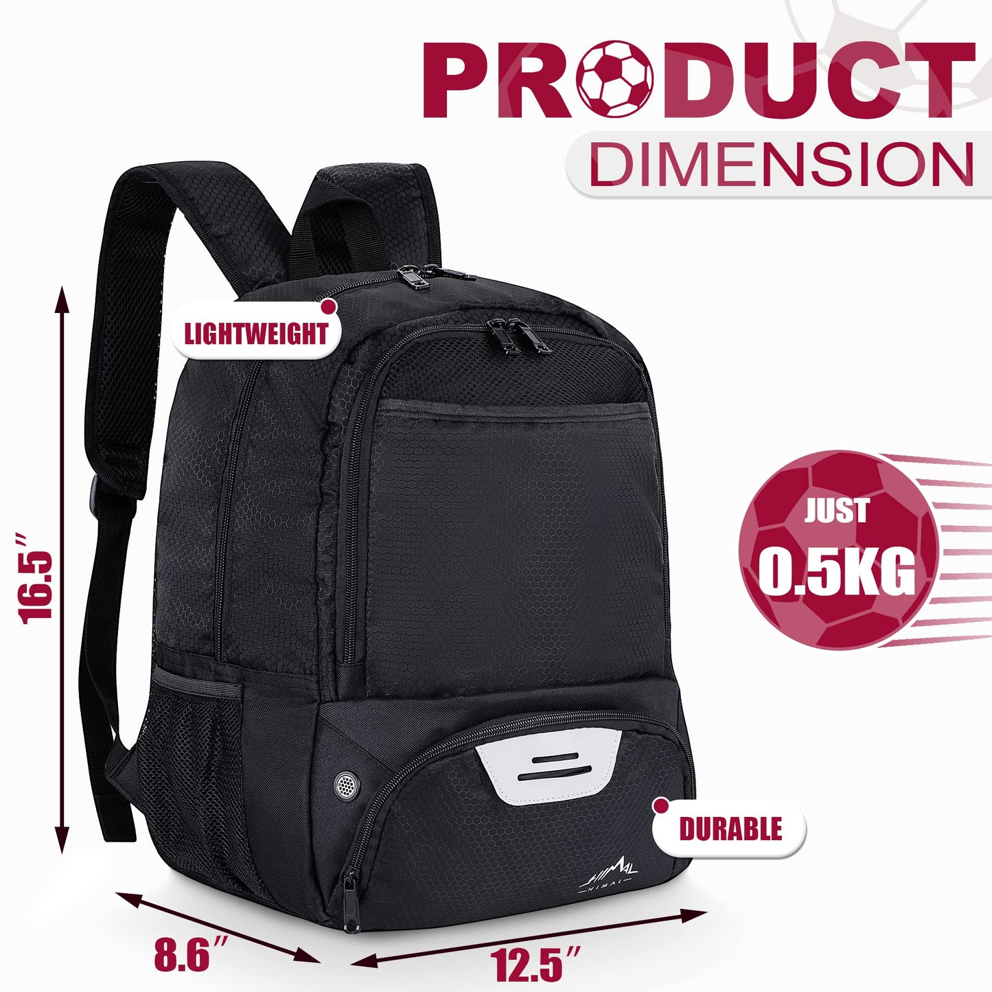 Himal Outdoors Soccer Bag-Backpack for Soccer,Backpack for Football & Volleyball & Handball,Sports Bag with Separate Cleat and Ball Holder