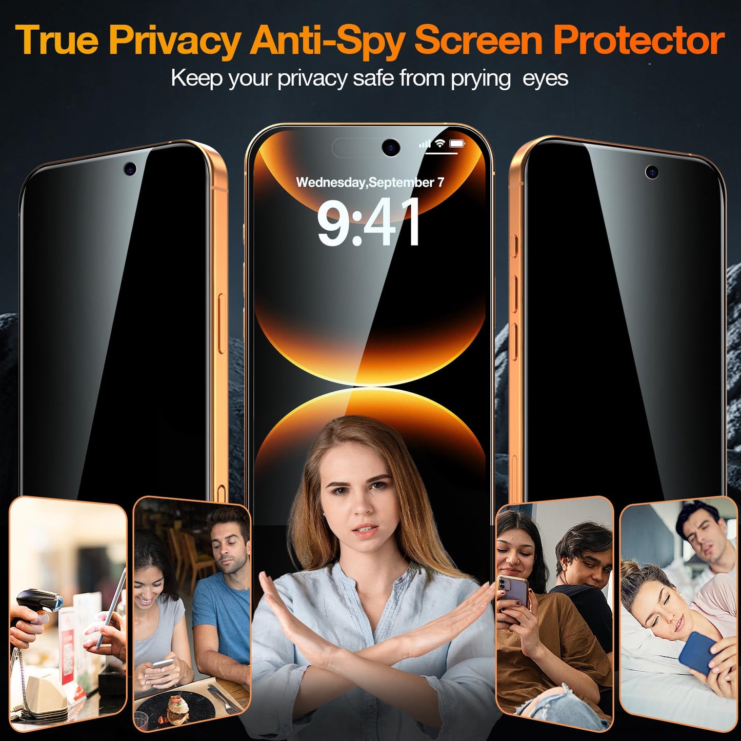 [2 Pack] Privacy Screen Protector for iPhone 11/XR, YMHML Tempered Glass Anti-Spy Bubble Free Case Friendly Easy Installation Film for iPhone 11/XR 6.1 Inch