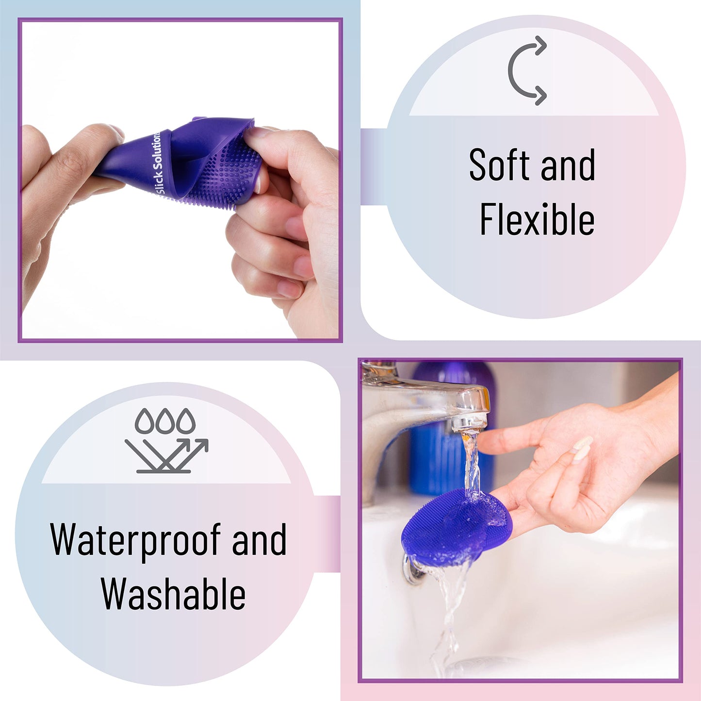 Slick- Silicone Facial Cleansing Brush, 4 Pack, Silicone Face Scrubber Exfoliator