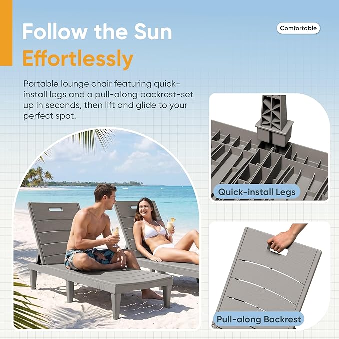 Greesum Outdoor Chaise Lounge Chairs Set of 2