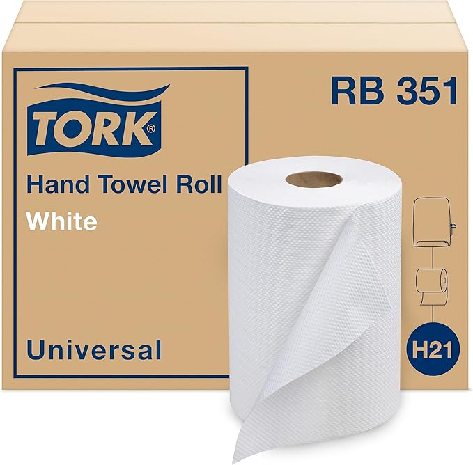 Tork Paper Hand Towel Roll White H21, 100% Recycled Fiber, 12 Rolls x 350 ft