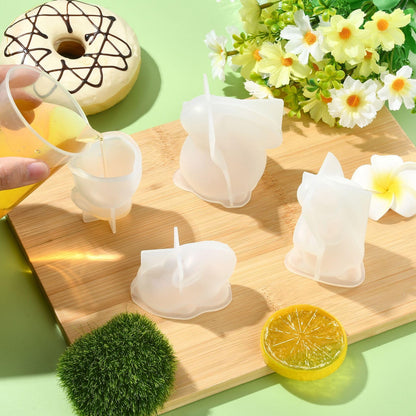 Airssory 4 Pcs 4 Styles 3D Rabbit Candle Silicone Molds Resin Animal Bunny Casting Molds for Easter Home Party Decor Soap Candle DIY