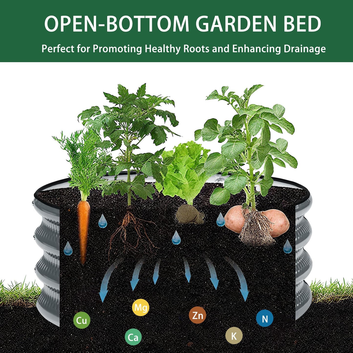 Gartist 2 pcs 2×2×1 ft Round Metal Raised Garden Bed, Light Green Galvanized Outdoor Planter Box for Vegetables, Fruits, Flowers & Herbs