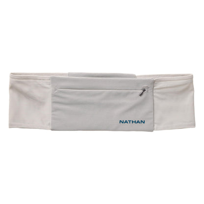 Nathan Zipster Max Running Belt, Running Belts for Women and Men, Bounce-Free Waist Pack with Extra Large Zipper Pocket, Smartphone Storage, Walking, Gym, Hiking - Vapor Grey/Sailor Blue - X-Large