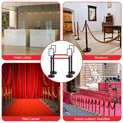 Therwen 12 Pcs Stanchions with 8.2 ft Retractable Belt Red Crowd Control Stanchions Set and Stanchion Post Sign Easy to Assemble Line Dividers Queue Ropes for Theaters, Weddings, Exhibitions