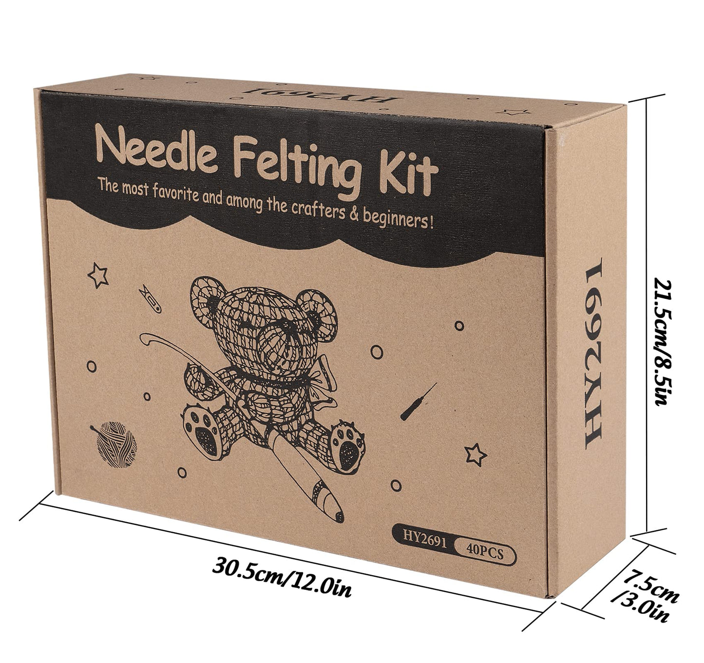 Homewit Needle Felting Starter Kit, 40 Colours Wool Roving Felting Basic Kit, 57 Pcs Felting Needles Parts,Felting Handmade Sewing Craft Kit for Hand Spinning DIY Craft Projects for Beginners Adults