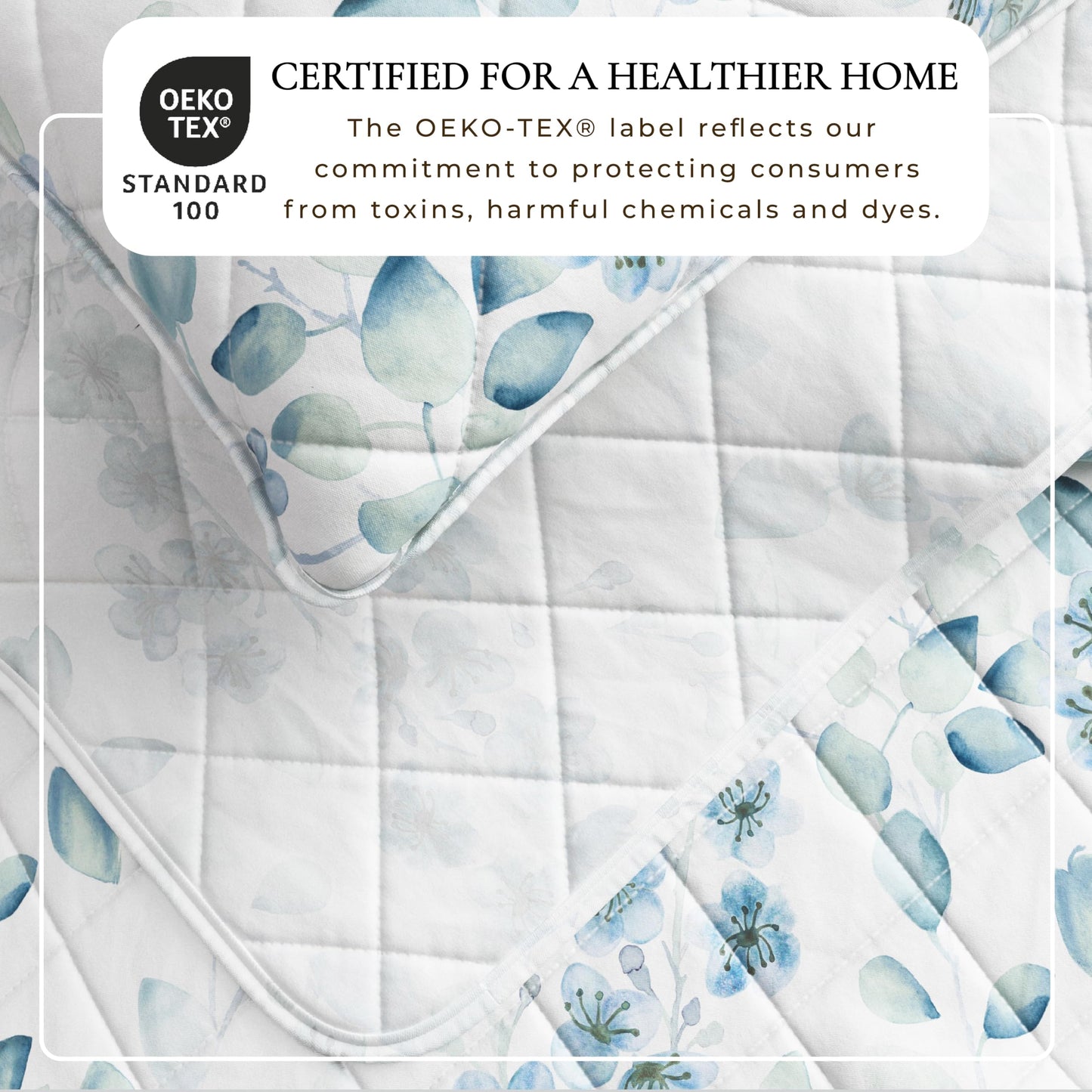 Great Bay Home Floral Quilt Set - 3-Piece King/California King Size Spring Bedding Set - Lightweight, All-Season, Reversible Bedspread (Blue/Green)
