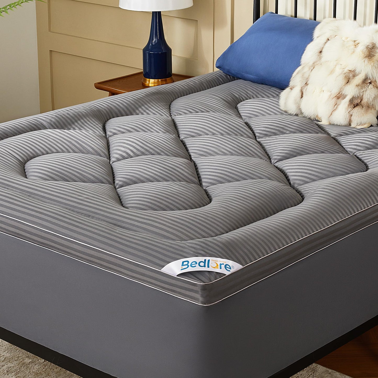 BEDLORE Queen Mattress Topper, Thick Pillow Top Pad for Back Pain Relief, Cooling Soft Mattress Cover with Deep Pockets 6-18 inch