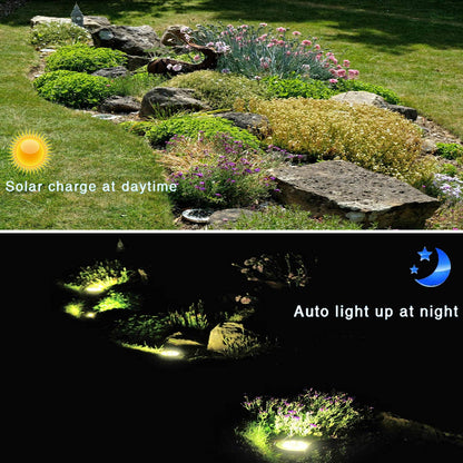 ZFITEI 8 Pack Solar Ground Lights Outdoor,8 LED Solar Garden Lights with 600mAh Battery & 8H Runtime for Lawn,Pathway（Warm White ）
