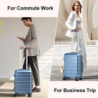 RMW Suitcase Large Medium Cabin Size | Hard Shell | Lightweight | 4 Dual Spinner Wheels | Trolley Luggage Suitcase | Hold Check in Luggage | TSA Combination Lock (Ice Blue, Medium 24")