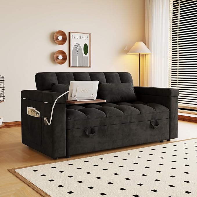 3 in 1 Convertible Sleeper Sofa, 65in Sleeper Couch