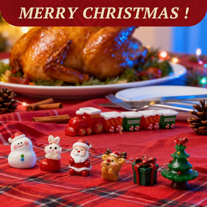 CHAMBERY 32Pcs Mini Christmas Figurines Small Resin Figures Miniatures to Hide Santa Claus Reindeer Ornaments Gift for Xmas Party DIY Crafts Decorations