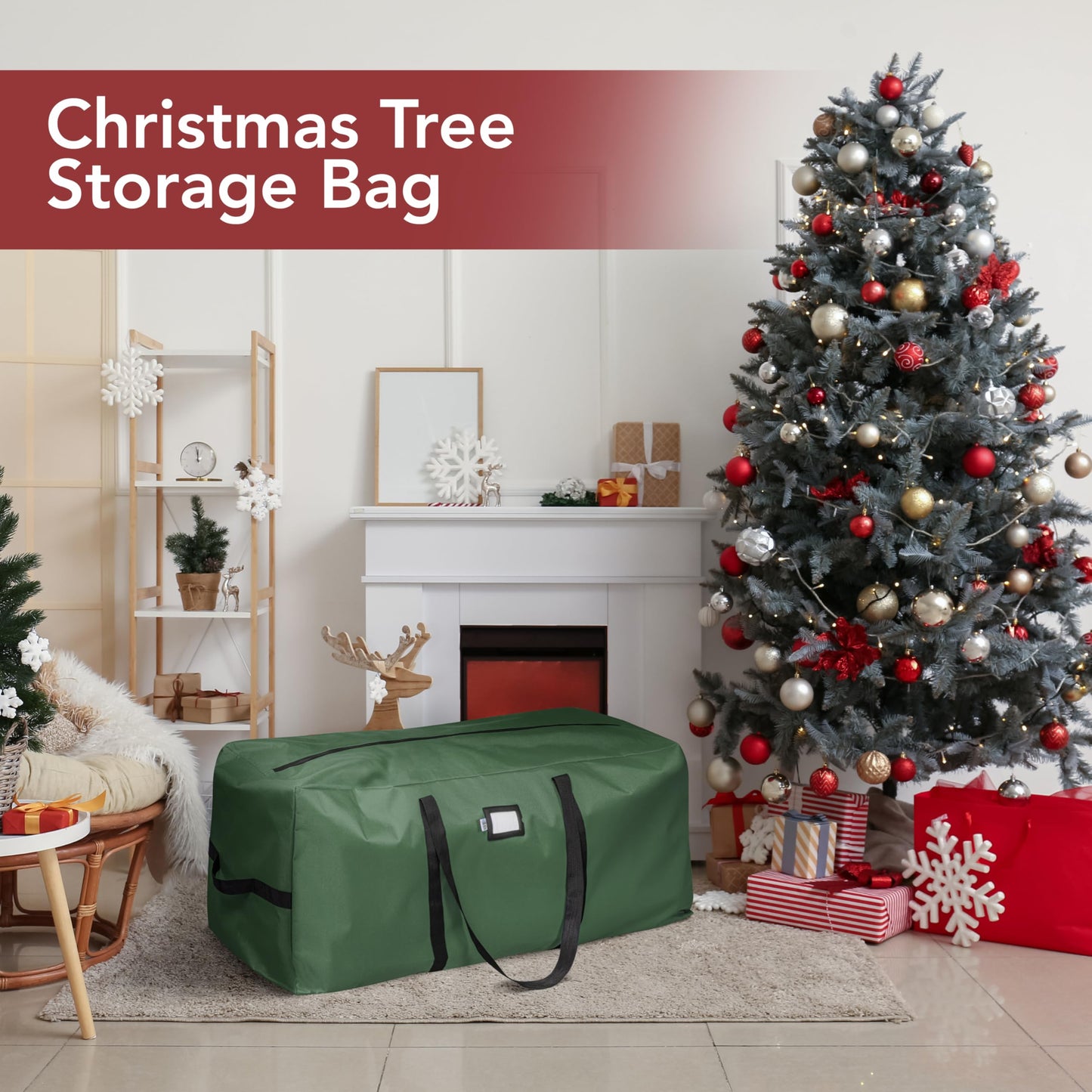 Holiday Cheer Christmas Storage Bag Heavy Duty Fits Up to 9ft Tall Artificial Tree, Waterproof with Durable Handles & Zipper Xmas Tree Storage Bag (Green)