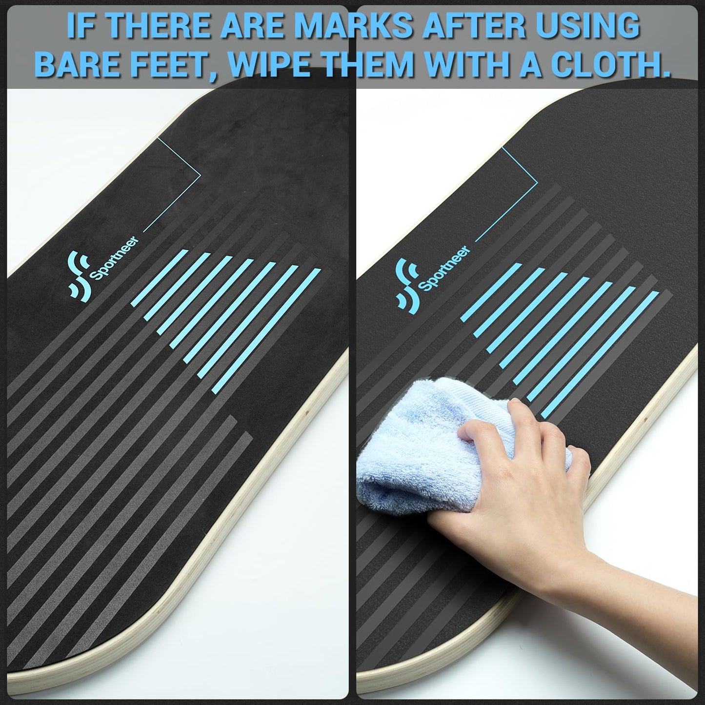 Sportneer Balance Board - 7 Modes Surf Balance Board Trainer with Adjustable Stoppers - Exercise Balancing Stability Trainer for Workout Improve Balance Physical Therapy - Roller & 2.8'' Ball Included