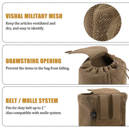 PETAC GEAR Dump Pouch,Molle Drawstring Mag Pouches,Roll Up Foldable Tactical Recovery Tool Pack,EDC Drop Net Storage Bag (Coyote Brown) …