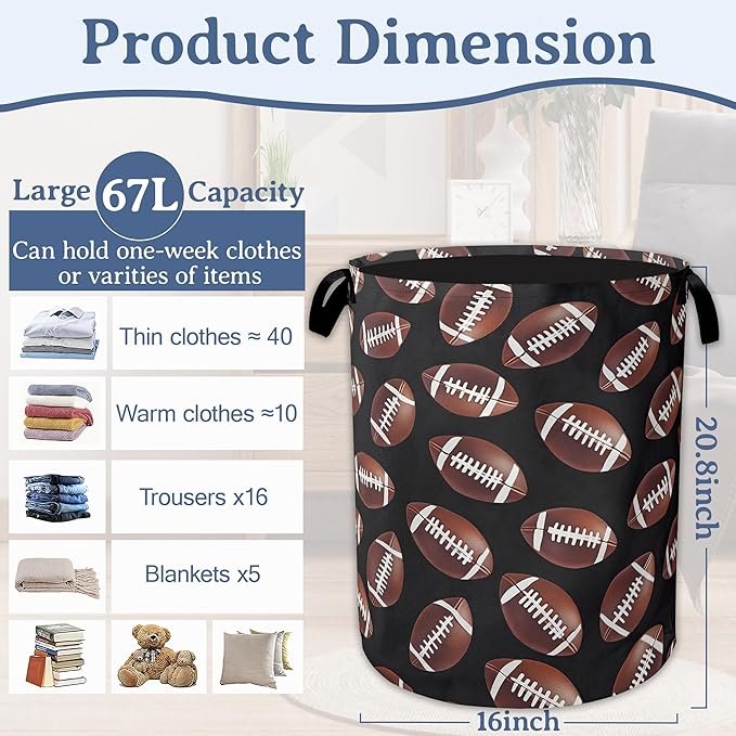 American Football Laundry Basket, Oxford Cloth Laundry Hamper