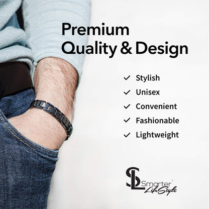 Smarter LifeStyle Elegant Titanium Magnetic Bracelet (Gunmetal Grey)