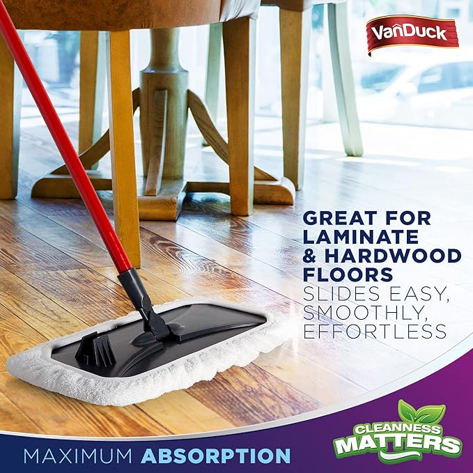 VanDuck 100% Cotton Terry Cloth Mop Pads 15x8 Inch 6-Pack