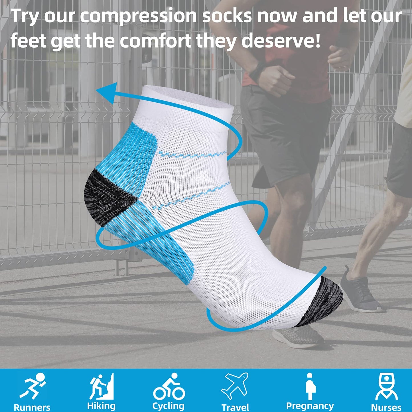 Pnosnesy 3/6/7 Pairs Compression Socks for Men & Women Plantar Fasciitis Socks Low Cut Sports Socks Athletic Socks with Arch Support Plantar Fasciitis
