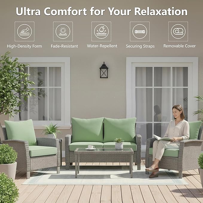 22x22 Inch Patio Chair Cushions Set of 4, Outdoor Furniture Cushions