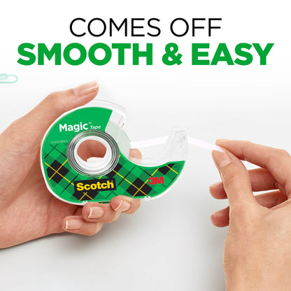 Scotch Magic Tape, Invisible, Repair Christmas Cards and Use as Holiday Gift Wrap Supplies for Christmas, 6 Tape Rolls with Dispensers