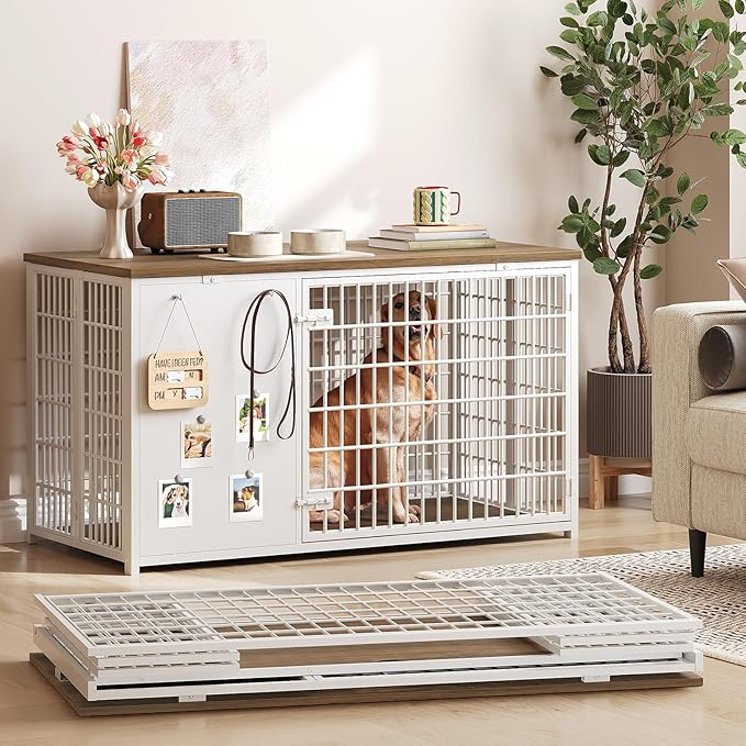 YATINEY Foldable Dog Crate Furniture, 47.2" Dog Crate