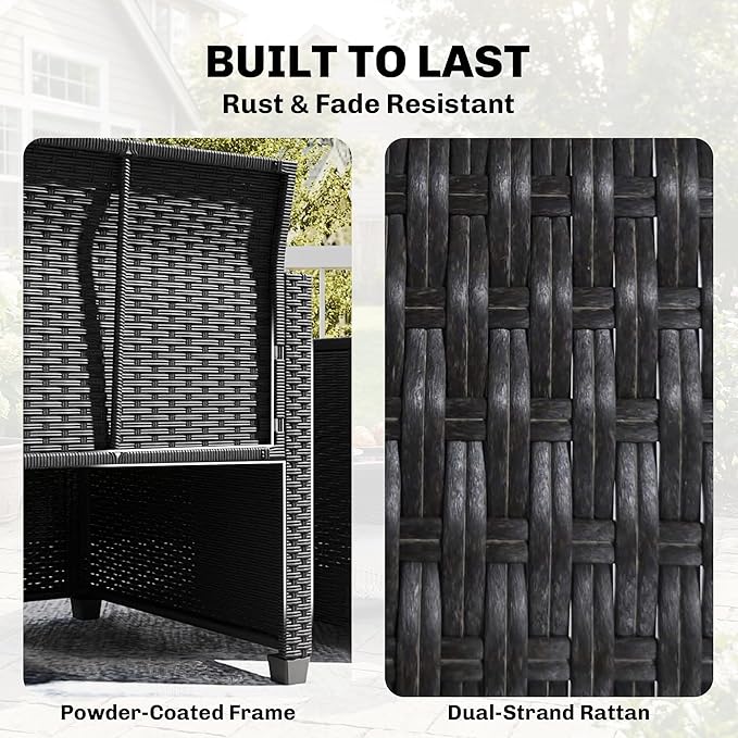 Outsunny 3 Piece Patio Furniture Set, Wicker Outdoor Bistro Set