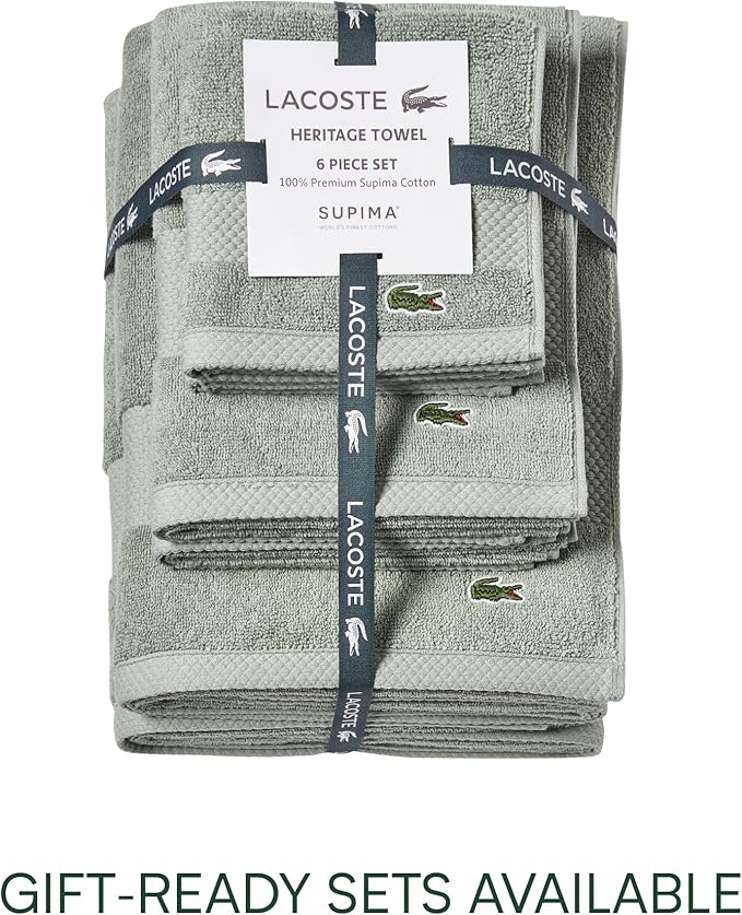 Lacoste Heritage 100% Supima Cotton Wash Cloth, Premium Super Soft Bath Towel