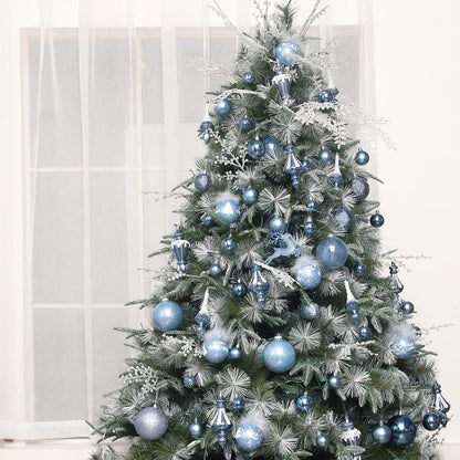 MoonXmas Christmas Ball Ornament Set, 88Pcs Plastic Shatterproof Christmas Xmas Tree Hanging Decorations, for Indoor Home Thanksgiving Halloween Party Decor - Blue/Silver.