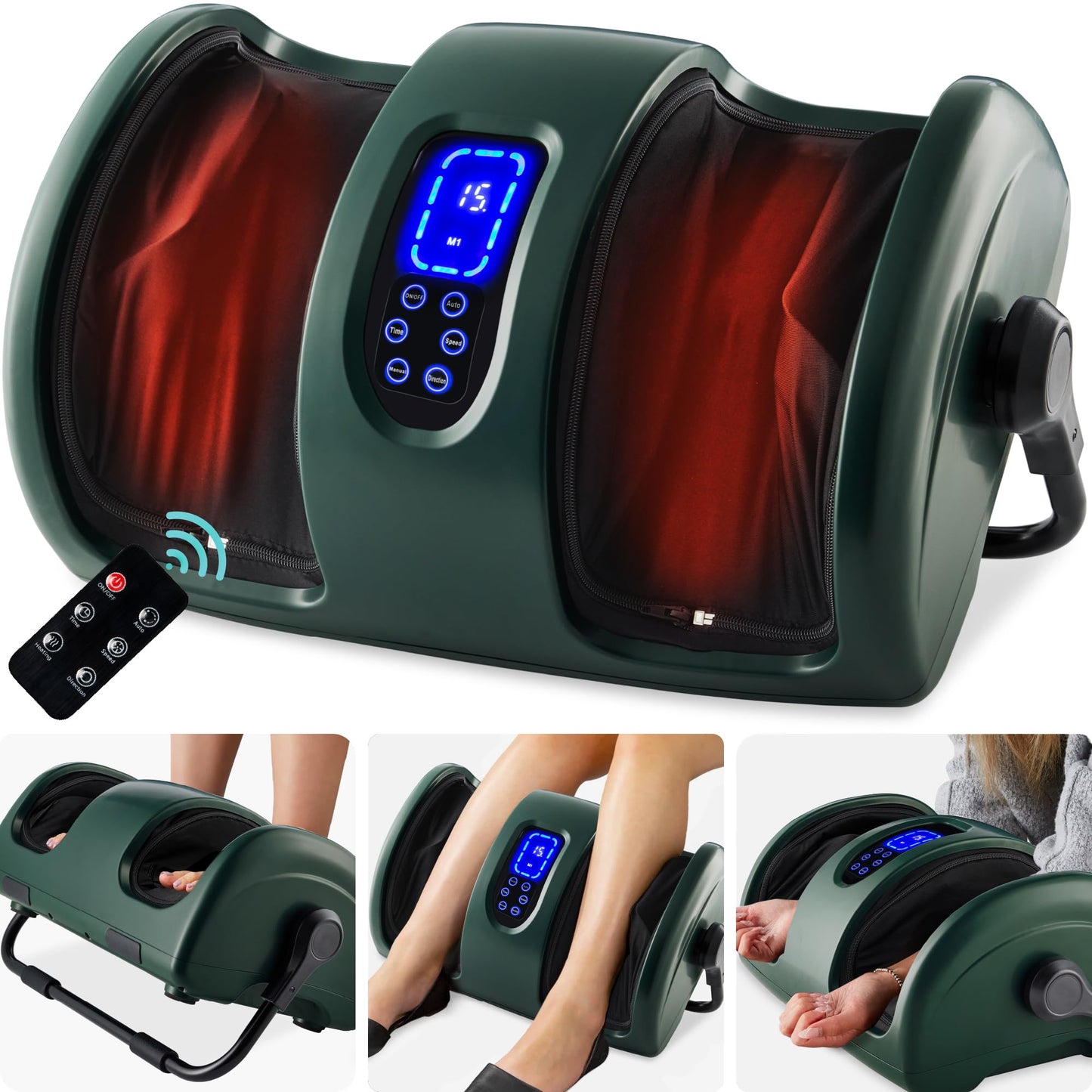 Best Choice Products Heated Shiatsu Foot Massager for Pain Relief, Plantar Fasciitis, Neuropathy, Blood Circulation w/Compact Design - Burgundy