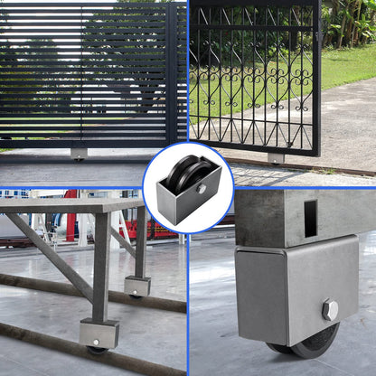 Handsammu 4"x 1.5" V-Groove Wheel with Box - cast Iron Wheel,Capacity up to 600 Lb. Use for Slide Gate,Rolling Door with V-Track（1 Wheel with Box）