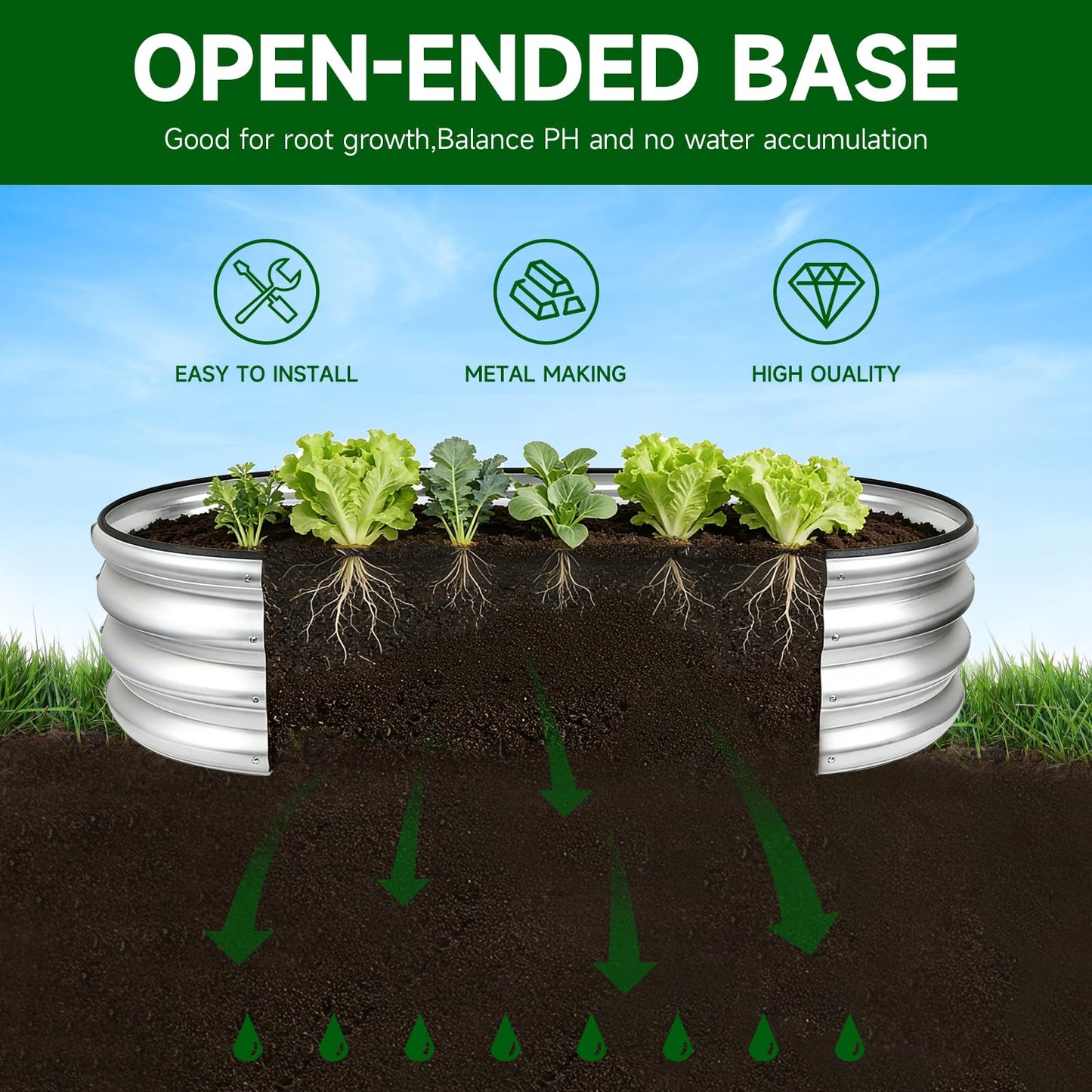 Faststar Galvanized Raised Garden Bed Outdoor, Easy Assembly Mental Planter Box with Safety Edging & Wing Nuts, Rust-Proof Metal for Garden Backyard Vegetables, Fruits 4x2x1ft Oval
