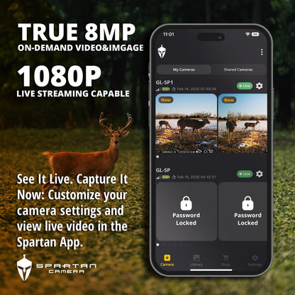 Spartan Camera GoLive 3 Cellular Trail Camera Bundle – Security Box & 32GB Micro SD Card Included, HD Photo Capture, 1080P Video, GPS Tracking, No-Glow IR Night Vision (Spartan Areus, Verizon)