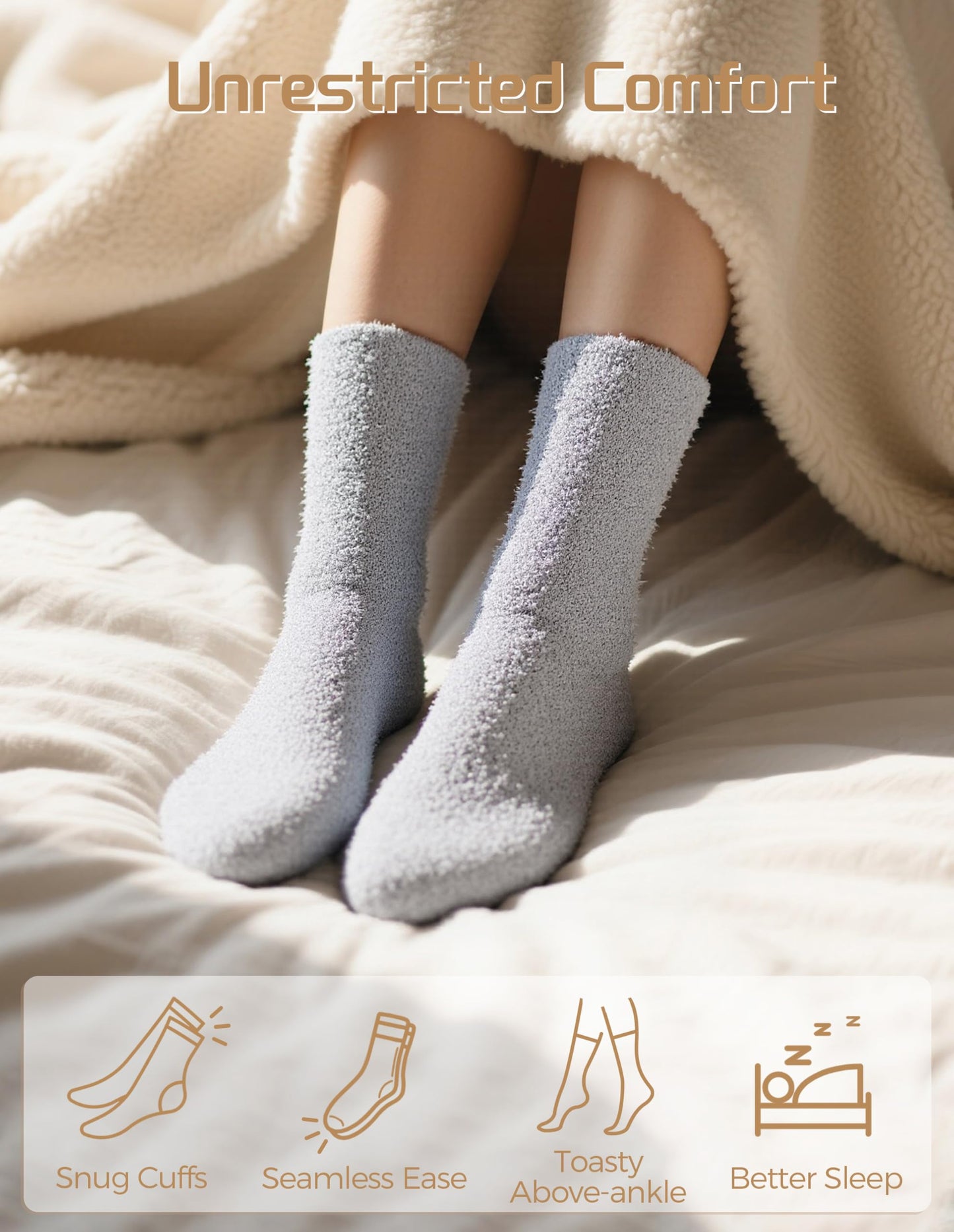 TEHOOK Warm & Cozy Valentines Gifts for Women, Fluffy Fuzzy Plush Sleeping Slipper Socks - Soft Warm Fabric