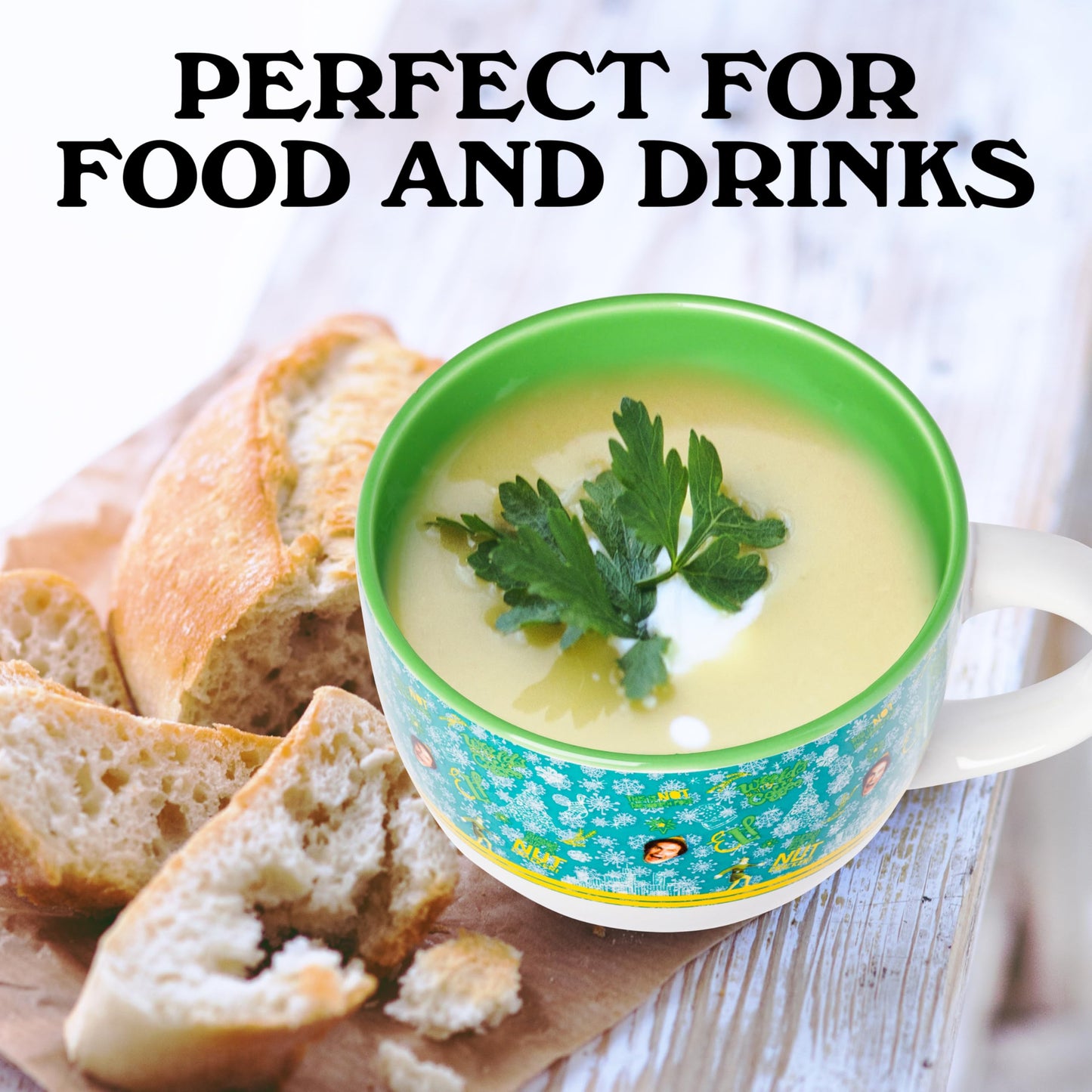 Silver Buffalo Elf Buddy Iconic Quotes Christmas Ceramic Soup Mug, 24 Ounces