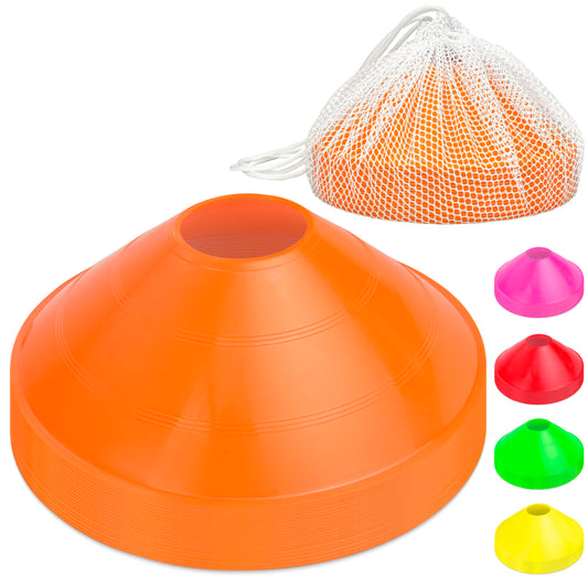 GoSports Premium Sports Cones for Agility Training and Drills - 20 Pack with Tote - Orange