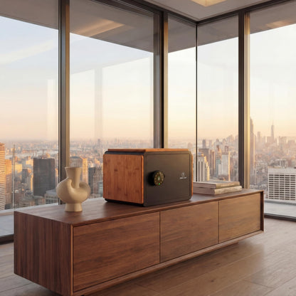 Iron Lock® Smart Safe with Wood Finish, Fingerprint & Touchscreen Keypad, Bluetooth App Control, Share Access, Emergency Key, Bolt-Down Security