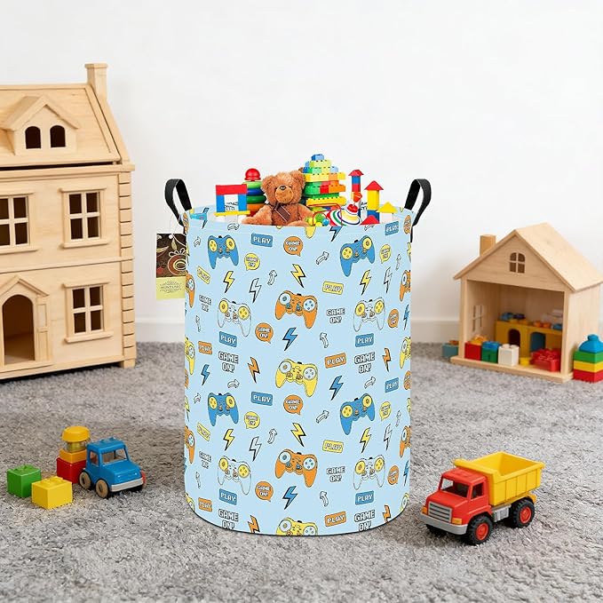 HUNRUNG Laundry Hamper, Large Canvas Fabric Lightweight Storage Basket Toy